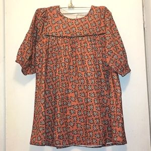 LE LAPIN AURO ORANGE FLORAL GIRL DRESS
